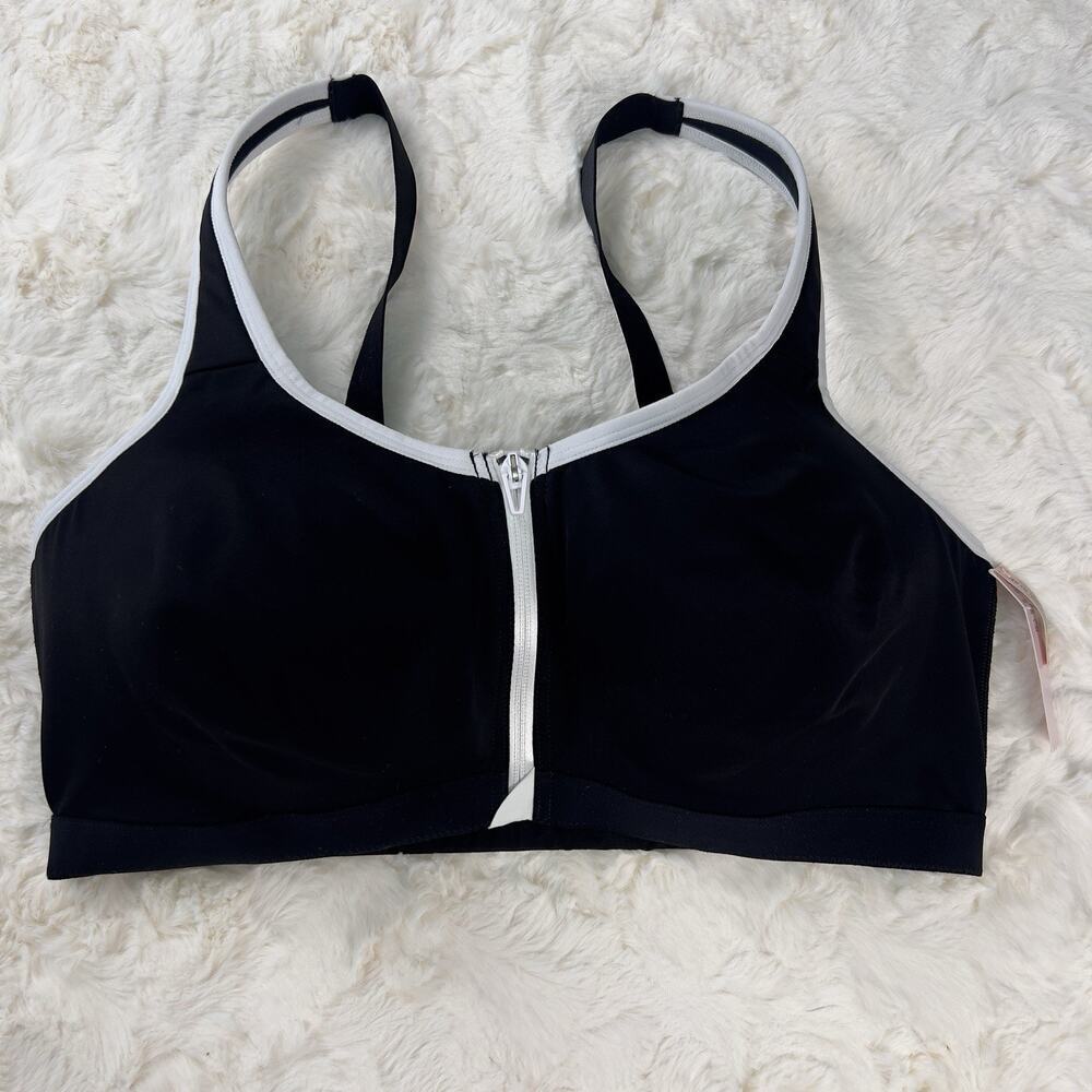 Victoria's Secret Knockout Front Close Underwire Sports Bra‎ Black White 38DDD